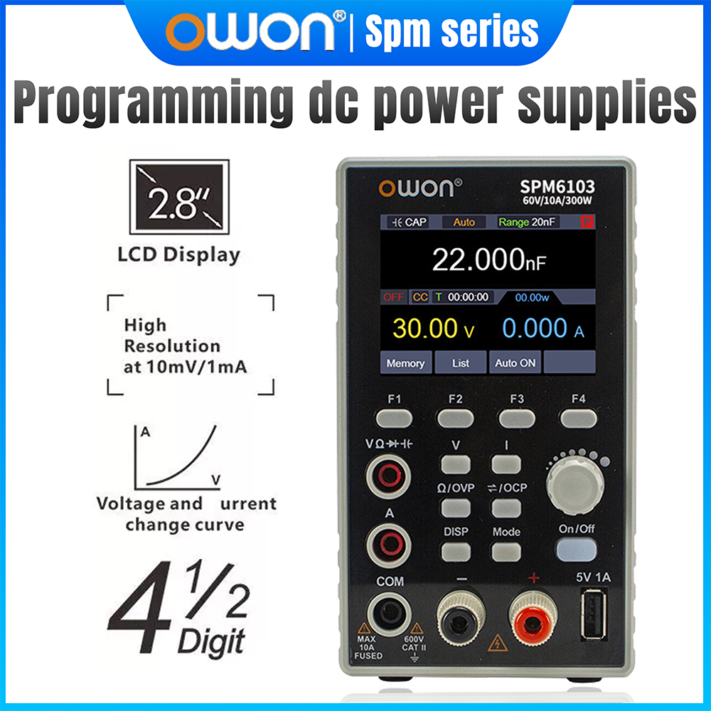 Programmable Dc Power Supply 60V 10A - Alimentatore DC Programmabile OWON SPM6103 60V